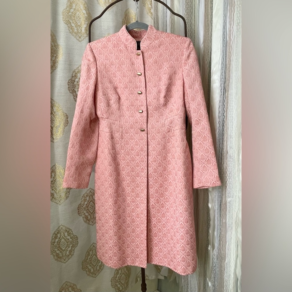 Kasper Pink Brocade Tea Length Jacket
